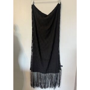 Ann Taylor Black Embodied 100% Silk Scarf 86" X 20"